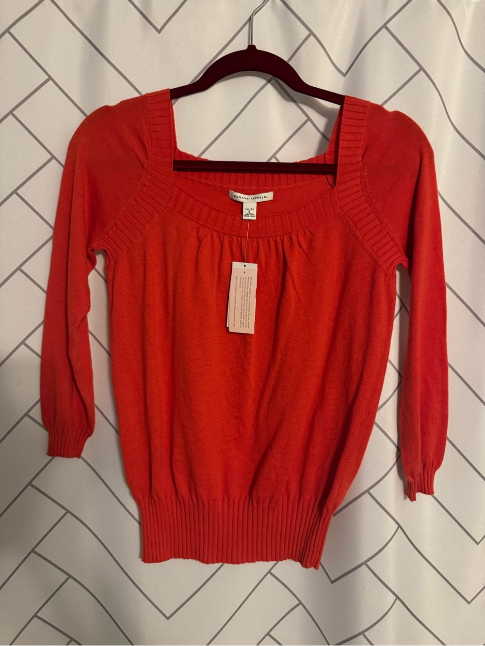 Vintage Banana Republic Orange Square-Neck Lightweight Sweater NWT
